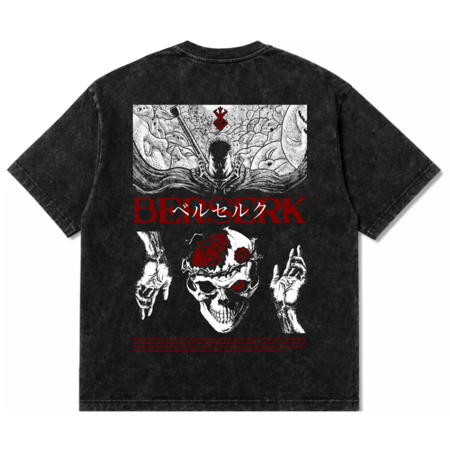 Camiseta Berserk Oversize Acid Wash | Arte Guts & Marca del Sacrificio