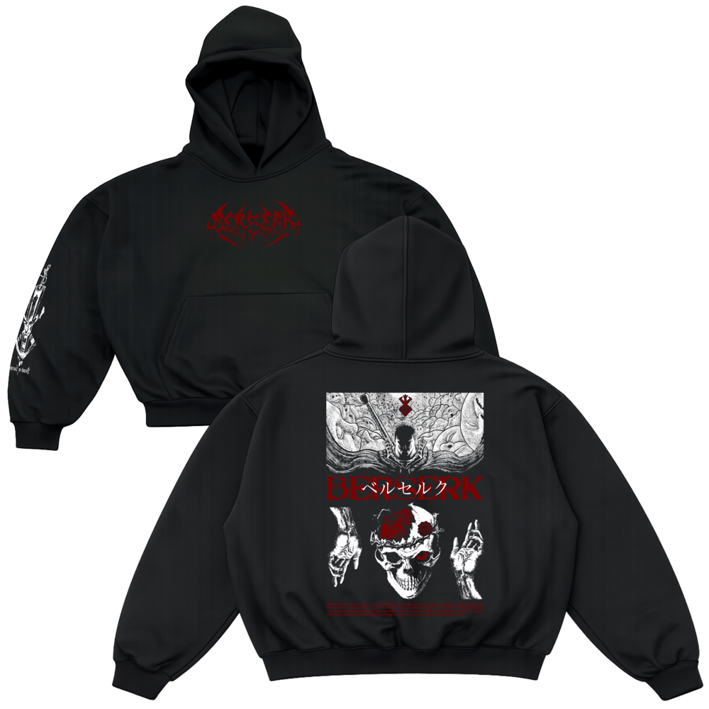 Hoodie Berserk Oversize | Logo + Arte Guts Espalda Completa